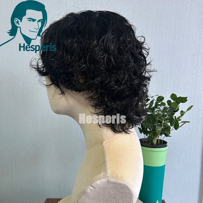 Hesperis Lace Front Human Hair Wig For Men Brazilian Remy 13x6 Deep Part Short Pixie Cut Wig For Male Pre Plucked Bang Wigs