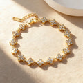Stainless Steel Colorful Cubic Zirconia Flower Cover Bracelet Adjustable Four - Leaf Clover CZ Stone - Visuel 14 | SAMAG