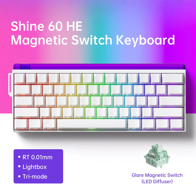 Veekos Shine60 HE Mechanical Keyboard Magnetic Switch 60% Wired/Wireless Gaming Keyboard AGRB Rapid Trigger 8K E-sport Keyboard