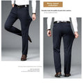 Winter Fleece Warm Business Formal Pants Men Classic Work Office Grey Elastic Waist Suit Thicked Thermal Trousers Plus