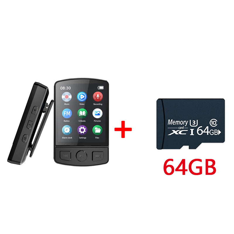 Clip Walkman HiFi Sound Bluetooth5.2 Portable MP3 Player Sport Student Walkman 1.8 Inch Screen with FM Radio E-Book MP3 Player