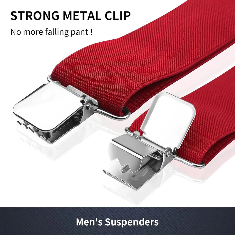 Men's Suspender Trousers Braces with Strong 2 inch Wide 4 Clips Heavy Duty for High Elastic X Style - Visuel 4 | SAMAG