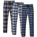 Men's 3Pcs Pajama Sleeping Pants Cotton Plaid Pjs, Long Plaid Print Sleepwear Pajama Pants with Elastic Waist Homewear
