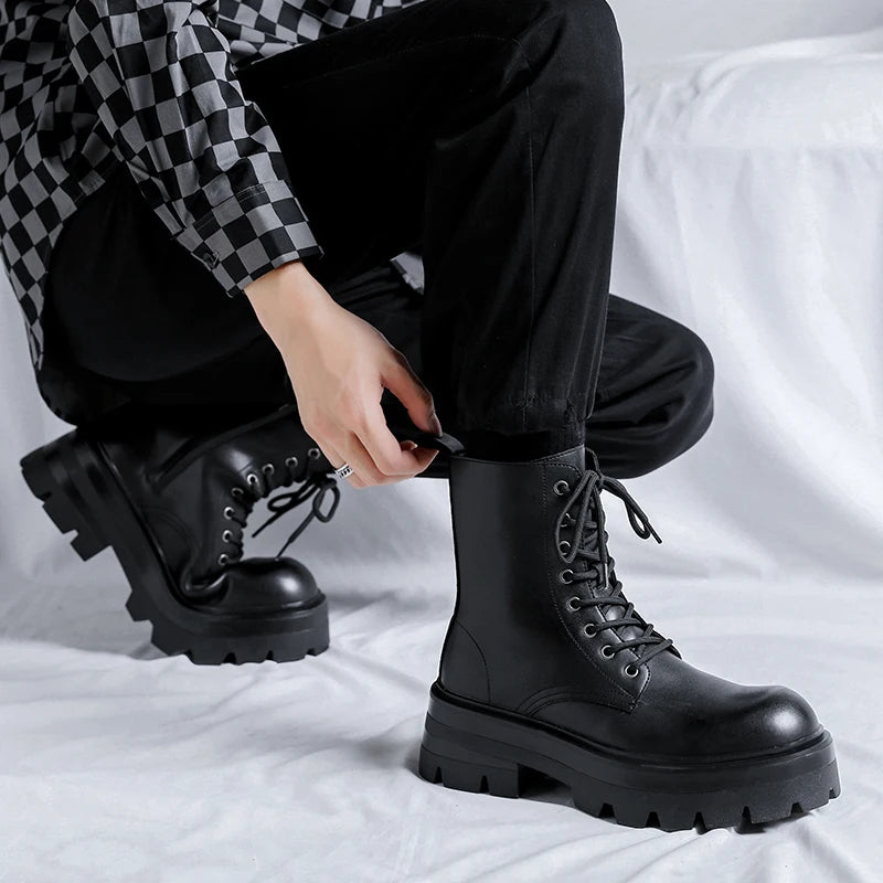 Winter Breathable Men Boots Fashion Street Style Casual Shoes Personalized Trend High Top Men Shoes Comfortable Casual Boots