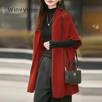 WinvyNee Women Solid Batwing Sleeve Knitted Cardigan Pure | SAMAG