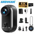 ANSVICAM 4K HD Mini Wifi Action Camera 6-axis Stabilization POV Vlog Camera with Charging Case Magnetic Waterproof Thumb Bodycam