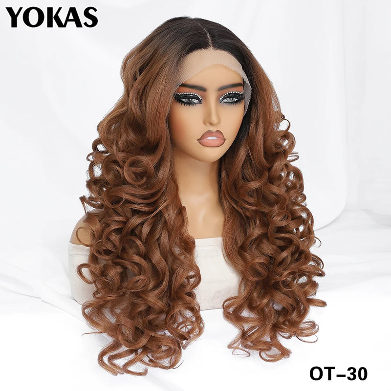 Lace Front Wigs Curly Latisha Synthetic High Quality Blonde Pink Blue Black White Red Brown Wig With Baby Hair For African Women