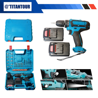 21V Cordless Drill Driver with 2 Batteries, Electric Screwdriver Set, 6 Speed, 18+1 Torque, Power with Bits Kit for | SAMAG