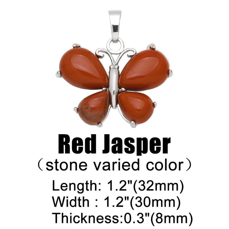 OCESRIO Vintage Natural Stone Butterfly Pendant for Necklace Copper Amethyst Reiki Pendulum DIY Jewelry Making Supplies pdta921
