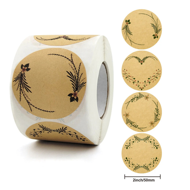 50 - 2 Inch Kraft Paper Flowers Thank You Label Stickers - View 8 | SAMAG