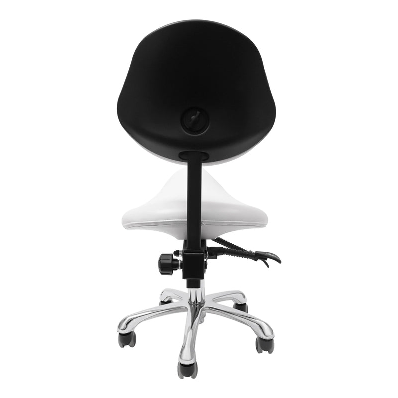 Rolling Saddle Stool Work Chair Height Adjustable  with Wheels +Backrest Heavy Duty