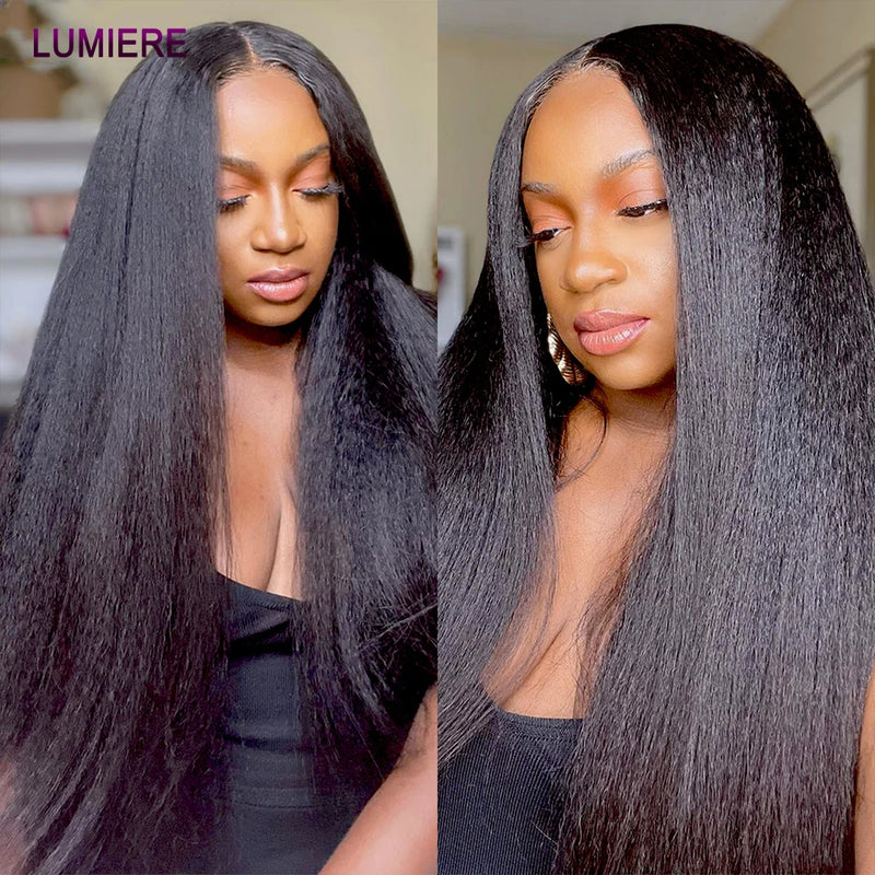 Virgin Raw Kinky Yaki Straight Human Hair Bundles 1/3/4 PCS Natural Black Brazilian Hair Weave Bundles Hair Extensions 8-40