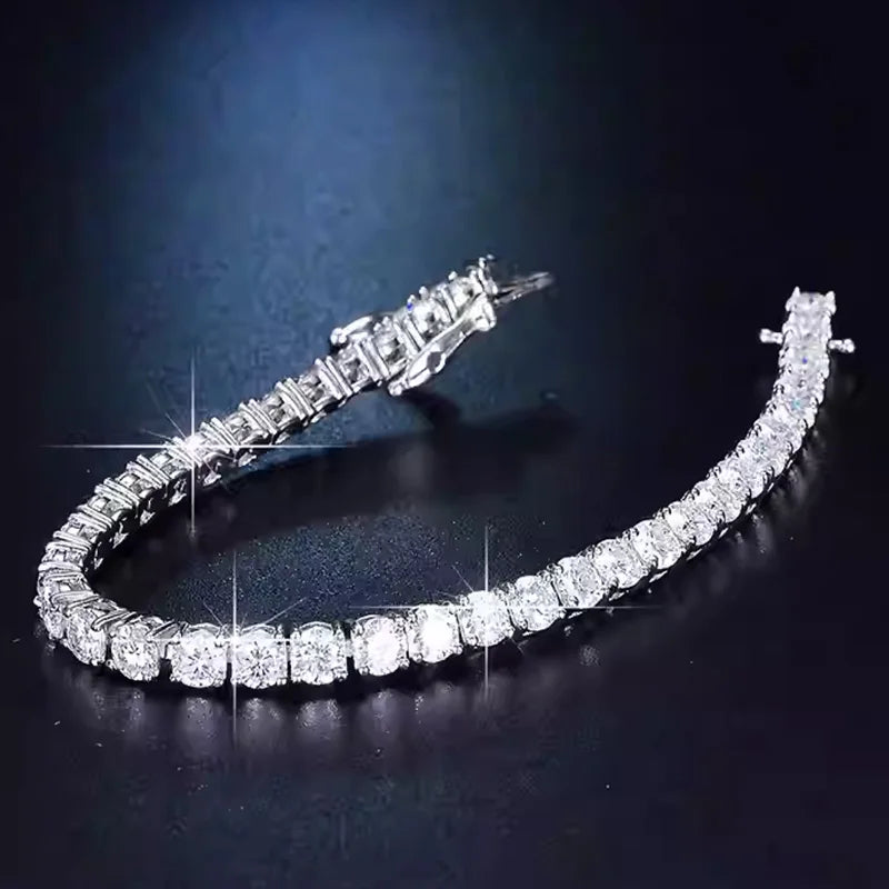 New 925 Sterling Silver 3MM Tennis Bracelet Shining Classics for Women Fashion Simple Engagement Wedding - Visuel 2 | SAMAG