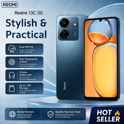 Redmi 13C 5G Smartphone 8GB+256GB, Dimensity 6100 | SAMAG