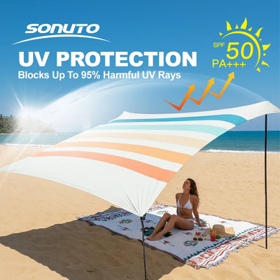 Upgraded Lycra Beach Tent with 4 Sandbag Anchors | SAMAG
