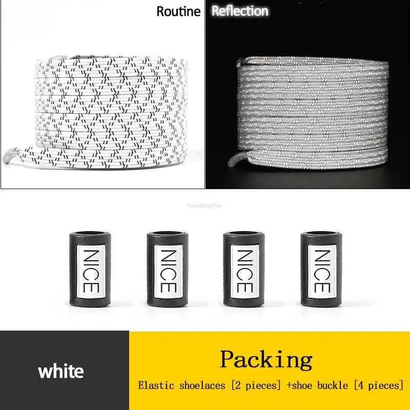 New Reflective No Tie Shoelaces Elastic Laces Sneakers Flat Shoe laces without ties Kids Adult Shoelace One size fits all Shoes