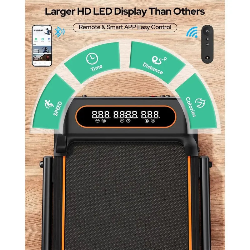 Compact 3.5HP Treadmill with 10% Incline, Handle, and App | SAMAG