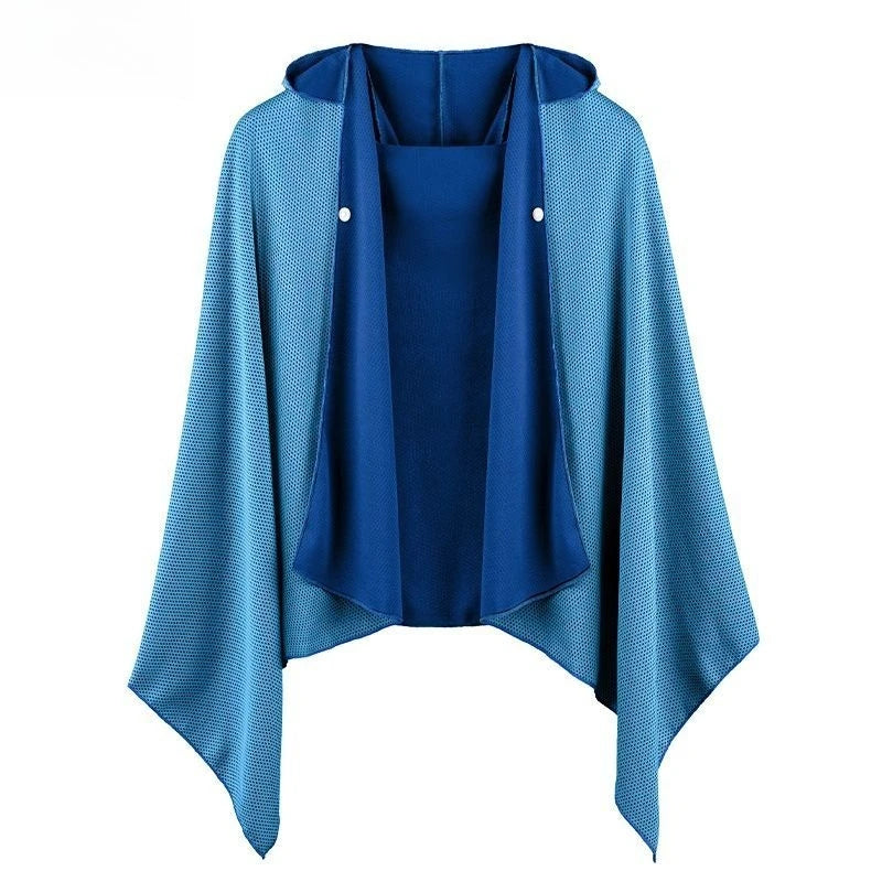 Cool Feeling Hooded Cape Ice Silk Quick Dry Breathable Beach Towel Absorbent Sun Protection Shawl Outdoor Sports Lightweight New