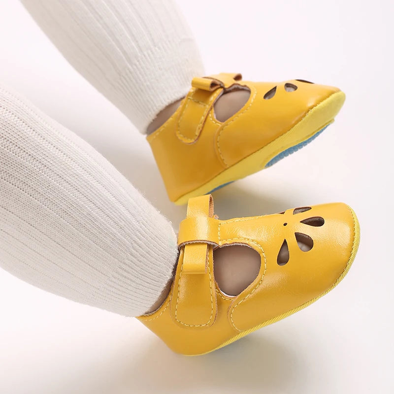 Spring and Autumn Yellow Countryside Style Princess Shoes 0-12 Months Baby Soft soled Anti slip Sneakers