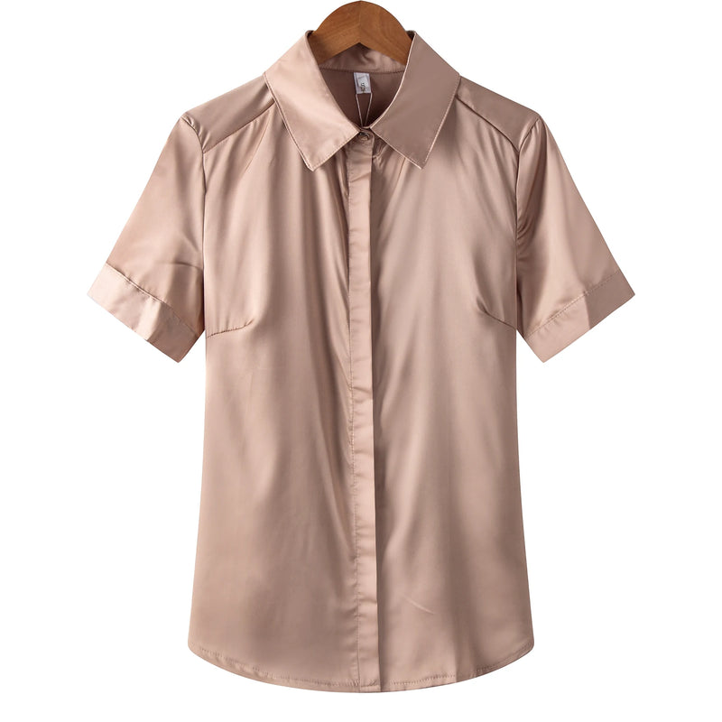 Simulation Silk Shirt Women's Short Sleeve New Wild - View 12 | SAMAG