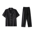 White Striped Men Pajamas Suit Short Sleeved Long Pants Thin Ice Silk Sleepwear Summer Satin Silk Home Clothing Set Pyjamas Male