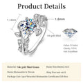 Lnngy Round Cut 8mm Moissanite Engagement Ring for Women 14K Gold Filled Leaf Design Twist Shank Rings Exquisite Jewelry Gift