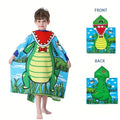 1 Cartoon Hooded Bathrobe Suitable for Boys and Girls, Can Be Unfolded into a Flat Blanket, Polyester Fiber Bath Towel, Children's Small Cape, Water-Absorbent Quick-Dry Beach Towel, Cute Cartoon Swimming Bathrobe for Babies,