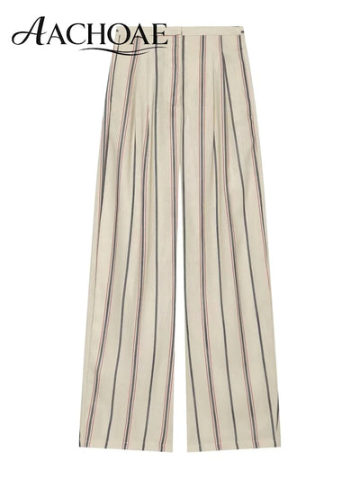 AACHOAE Women's Striped Wide Leg Pants High Waist Casual | SAMAG