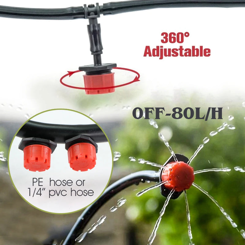 5-50M Garden Smart Rain Sensor Timer Drip Watering Kit for Outdoors Plants 1/4" Adjustable Dropper Automatic Irrigation System