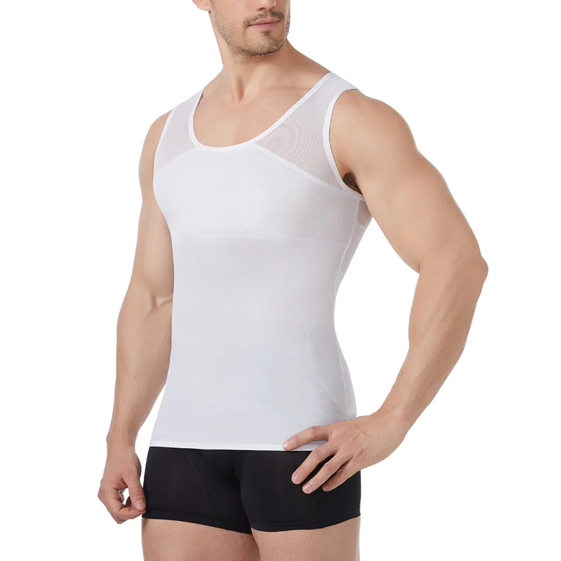Men‘s Cross Back Mesh Body Shaper Vest Breathable Cool Summer Back Support Compression Tank Workout Casual Slimming Undershirt