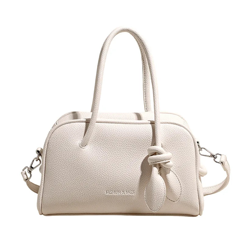Women Boston Bag Large Capacity PU Leather Handbag Soft Casual Shoulder Bag Chic Daily Commuter Crossbody Tote Purse