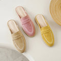 New Genuine Leather Cowhide Women Mules,Round Toe Slip-on Women Slippers,Flats Women Shoes