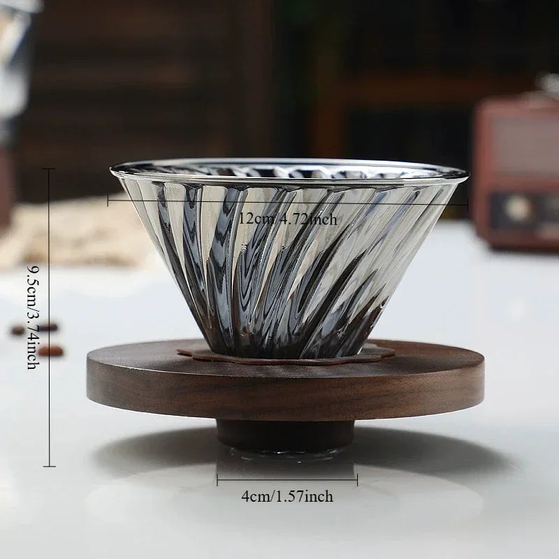 Glass Drip Coffee Maker,Diamond Design Glass Dripper and Filter Holder Manual Coffee Brewer for Home and Office