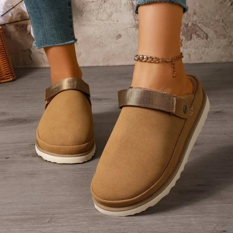 Women Clogs Slip on Mules Suede Platform Ladies Slippers Non Slip Outdoor House Shoes Warm Winter Footwear Ladies Slippers