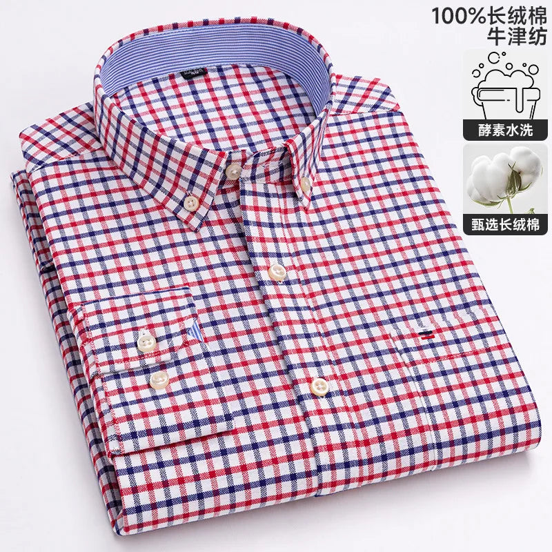 Spring and Autumn Men's Pure Cotton Long sleeved Shirts | SAMAG