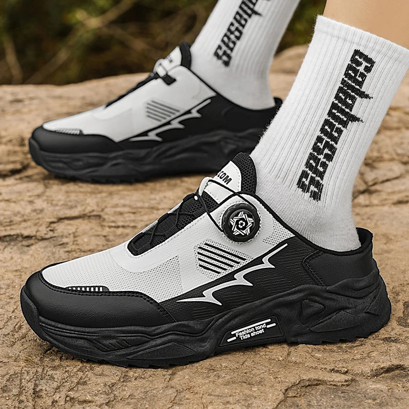 Men's Korean casual breathable casual shoes summer soft-sole anti-slip youth half-slippers rotating shoelaces sports tide shoes