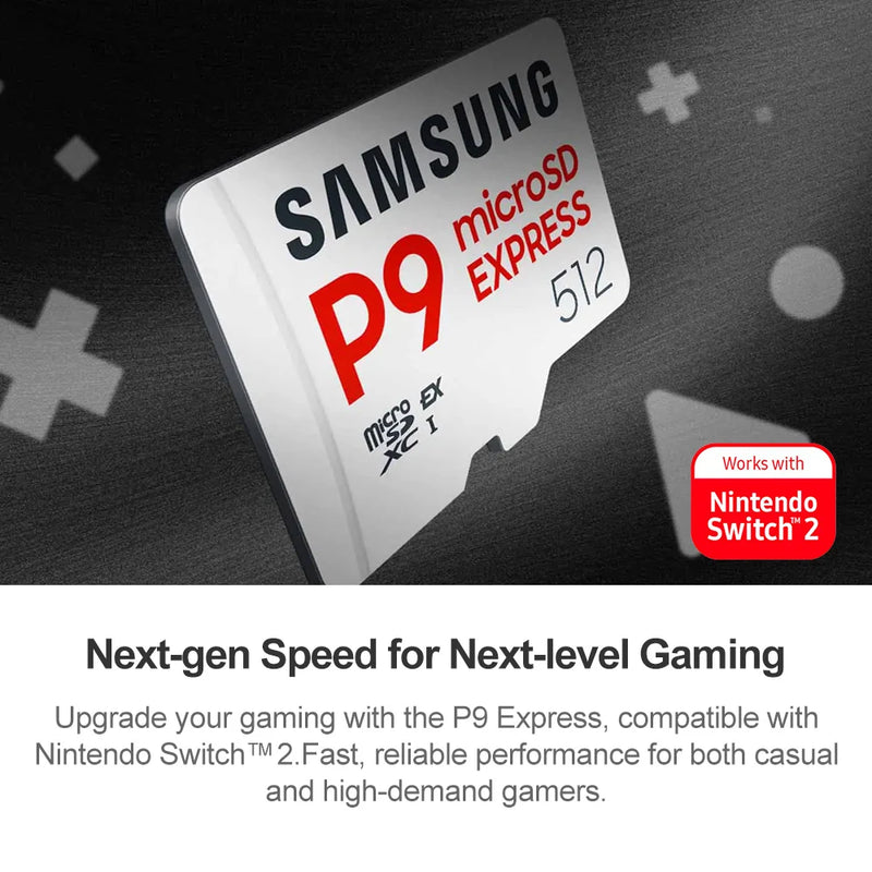 SAMSUNG Micro SD Express Card P9 for Nintendo Switch 2 Accessories 256GB 512GB Transfer Speed up to 800MB/s Game Memory microSD
