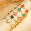 Classic Luxury Stainless Steel Bracelet Ladies Adjustable Five Flower Bracelets for Women New Fashion Party Jewelry Gifts Clover