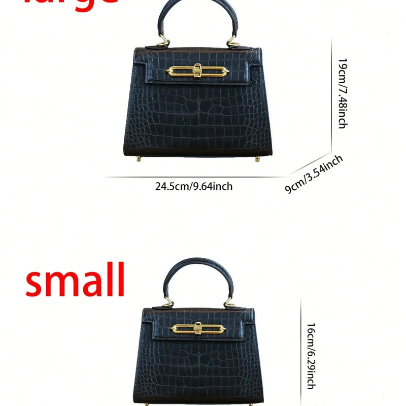 2026 high-end fashion retro crocodile leather women's bag multi-functional handbag for OL businesswoman Boston bag