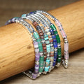1 Pc Minimalist OT Clasp Stainless Steel Bracelet Natural Stone Handmade Production Picasso Hematite Women Jewelry