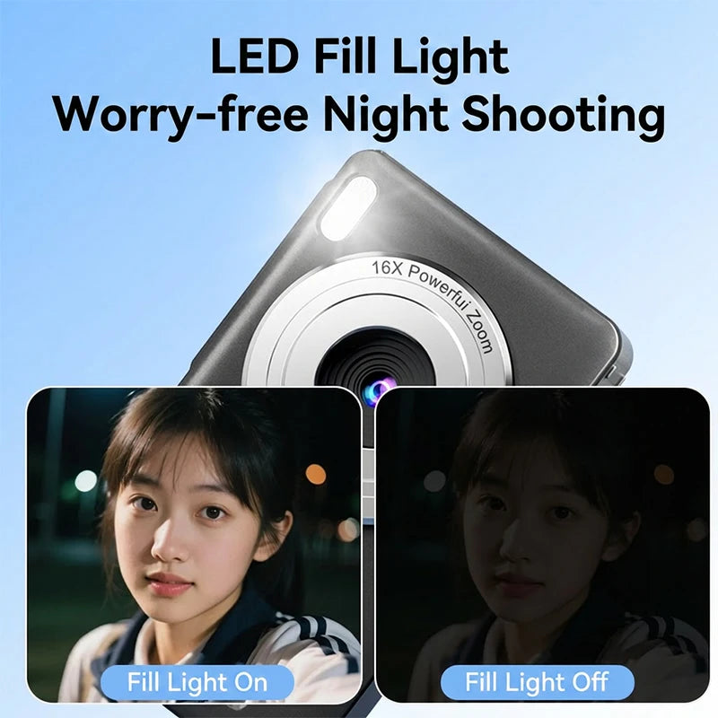 Children's Digital Camera 4800W High Definition Pixel Dual Color Screen 16X Zoom Beauty Feature Front And Back Pixel Camera