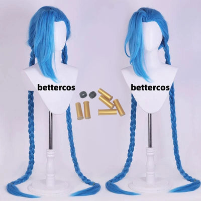 LOL Jinx Cosplay Wig Long Braided Blue The Loose Cannon | SAMAG