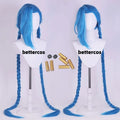 LOL Jinx Cosplay Wig Long Braided Blue The Loose Cannon Wig Braid Heat Resistant Synthetic Hair Anime Wigs + WigCap