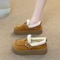 Winter Elegant Round Toe Sexy and Buckle Velvet Thick Soled Casual Shoes  Fashionable and Popular New Comfortable Women's Shoes