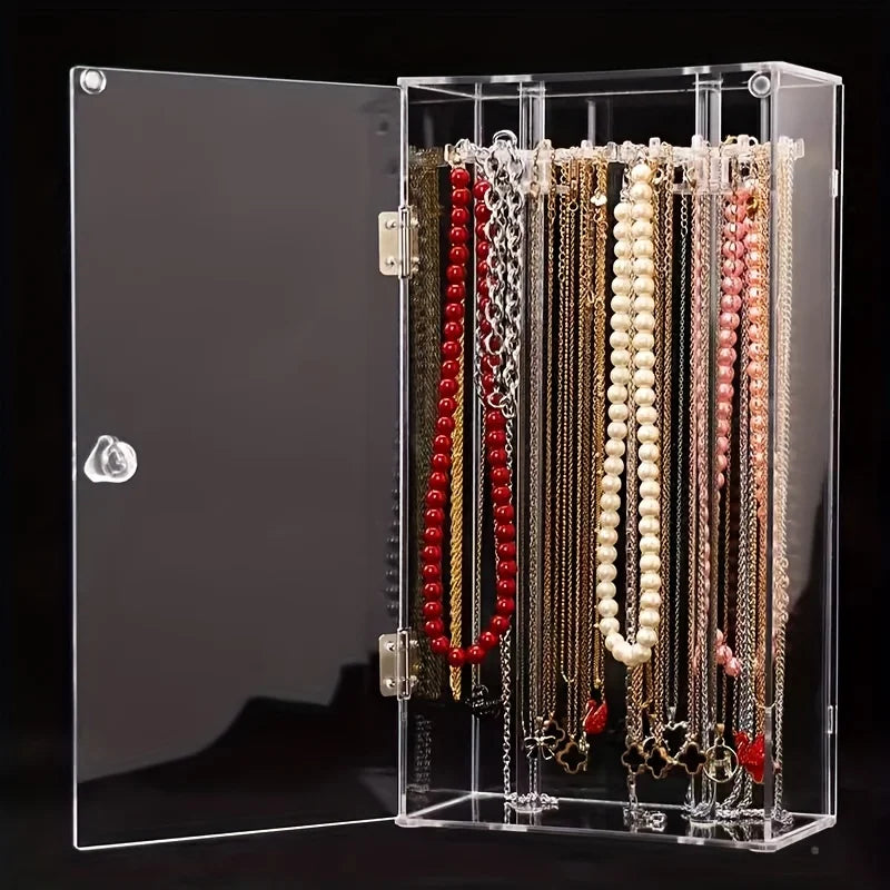 1PC Transparent Dustproof Necklace Box, Clavicle Chain Sweater Chain Finishing Display Holder