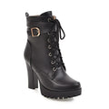 High Heels Women Ankle Boots Lace Up Fall Winter Platform Ladies Boots Large Size Fashion Shoes White Black Brown 2025