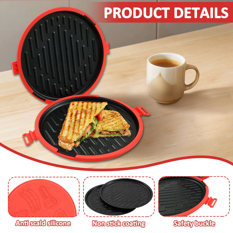 Microwave Sandwich Maker Microwave Grill Pan with Silicone Anti Scald Sleeve Microwaves Bacon Cooker Cookware Kitchen  Accessory