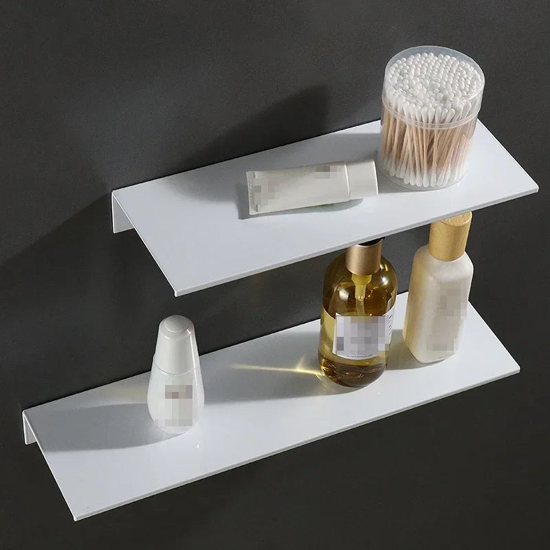No Drilling Storage Rack Wall Shower Shelf Kitchen White Finish for Modern Bathroom Organizer Home Space - View 2 | SAMAG