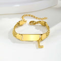 Vnox A-Z letters Baby Bracelets, Stainless Steel Strap Chain for Kids With Cute Letter Blank Bar, Children Jewelry Gift