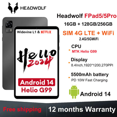 HEADWOLF FPad5/Pro Android 14 tablet 8.4 inch Max 16GB | SAMAG